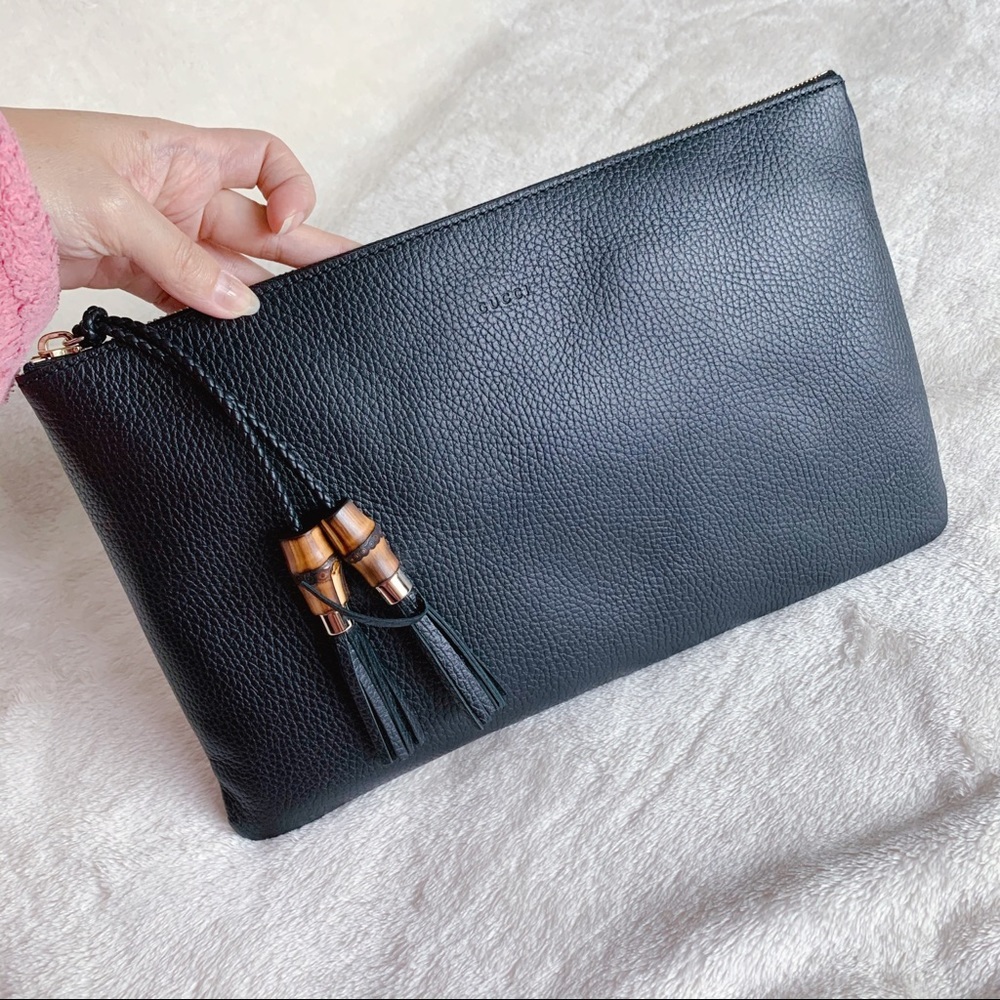 NWT Authentic Gucci Oversized Leather Zip Clutch